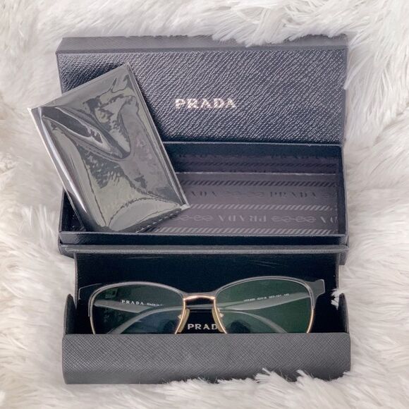 Prada Glasses Frames Black Gold Eyeglasses Case Cloth Box PR65RV Retro - Picture 1 of 14